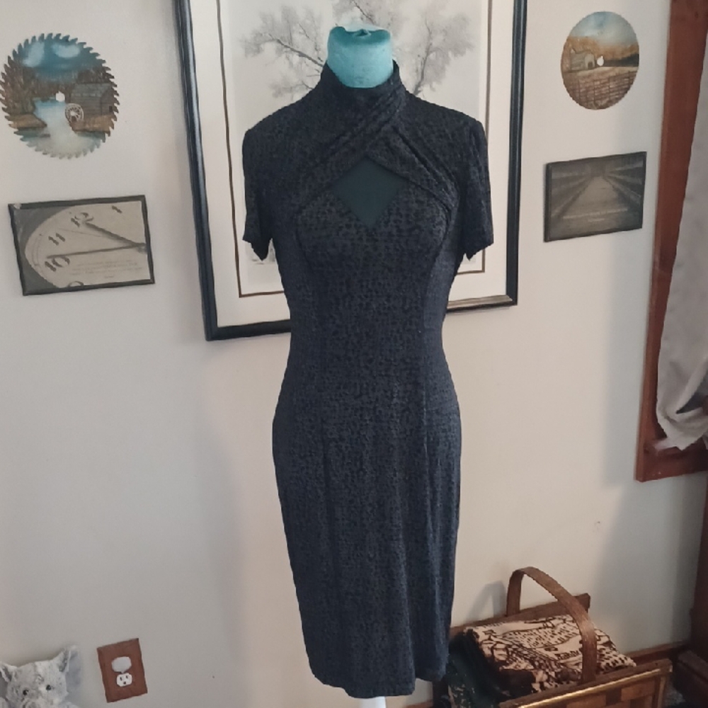 Joseph Ribkoff Leopard Print Cutout Sheath Dress - Made in Canada - Size 2 XS